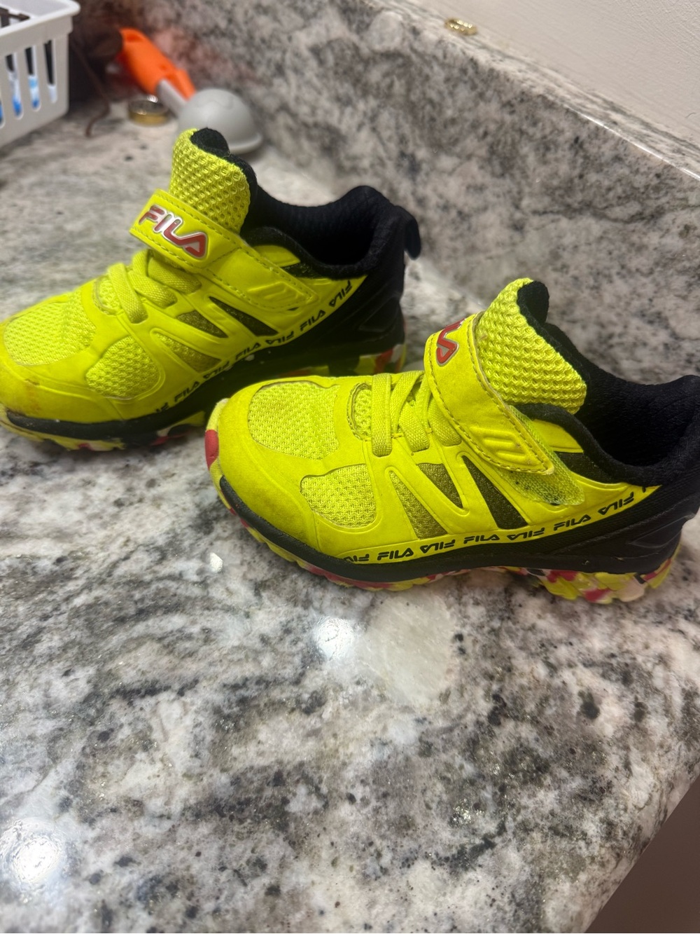 Fila Kids Neon Yellow and Black Athletic Sneakers